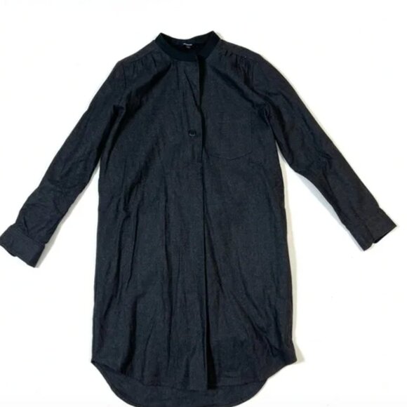 Madewell Flannel Latitude Shirt Mini Dress in Charcoal Grey - Picture 2 of 5